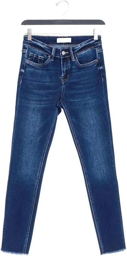 VERVET by Flying Monkey Dark Blue Stretch Skinny Jeans Whisker Fading Wash
