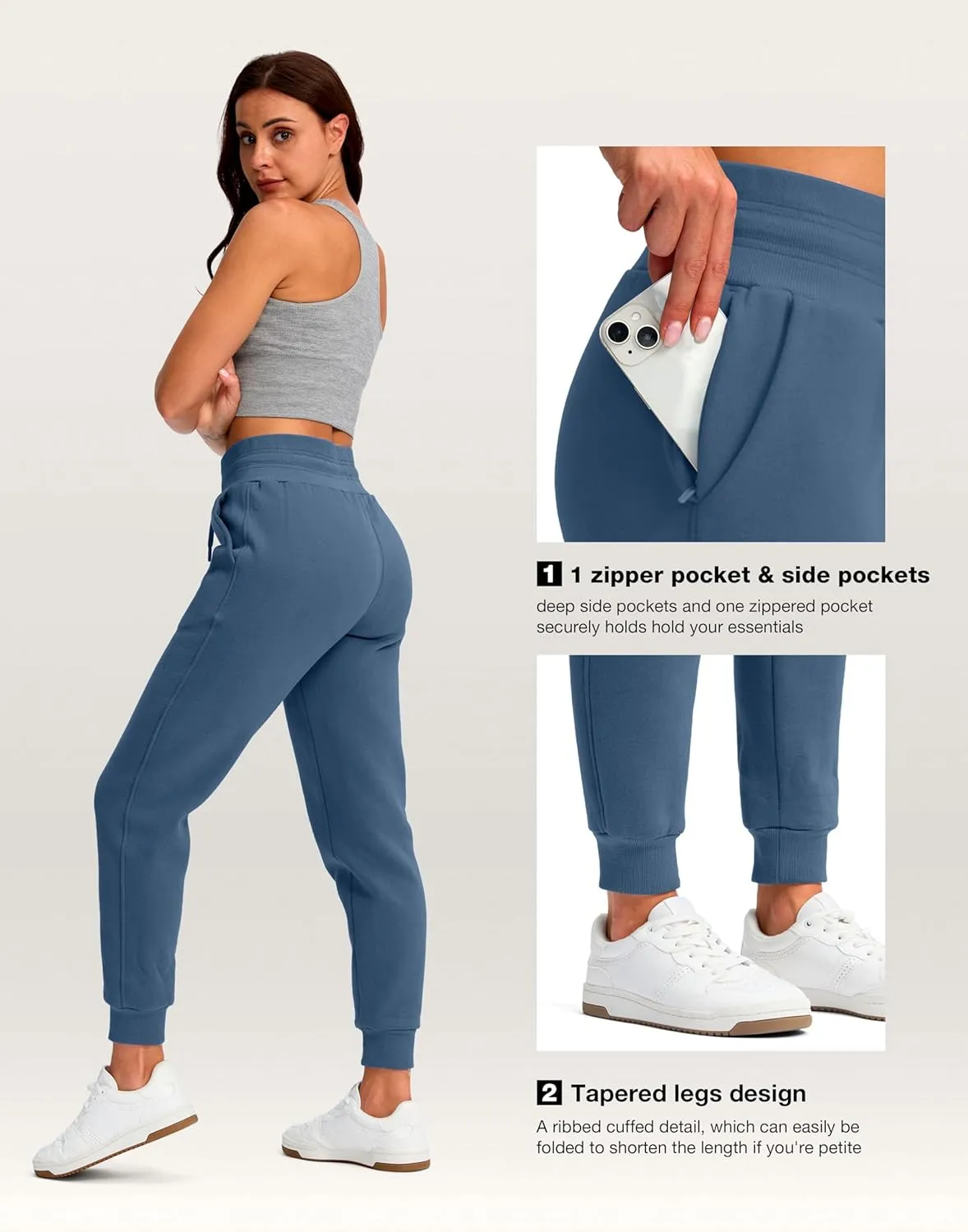 Viodia Womens Fleece Lined Joggers Winter High Waisted Warm Cotton Sweatpants Thick Lounge Sweat Pants with Pockets