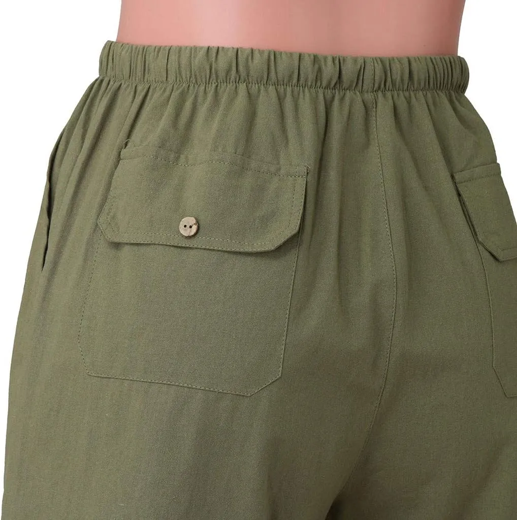 WABEOR Bermuda Shorts for Men Knee Length Cotton Linen Shorts Elastic Waist Beach Long Shorts Comfy Casual Summer Shorts