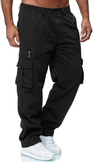 Wankang Men's Cargo Pants with Multi Pockets Hiking Sweatpants Casual Athletic Jogger Pants for Men Sports Relaxed Trousers