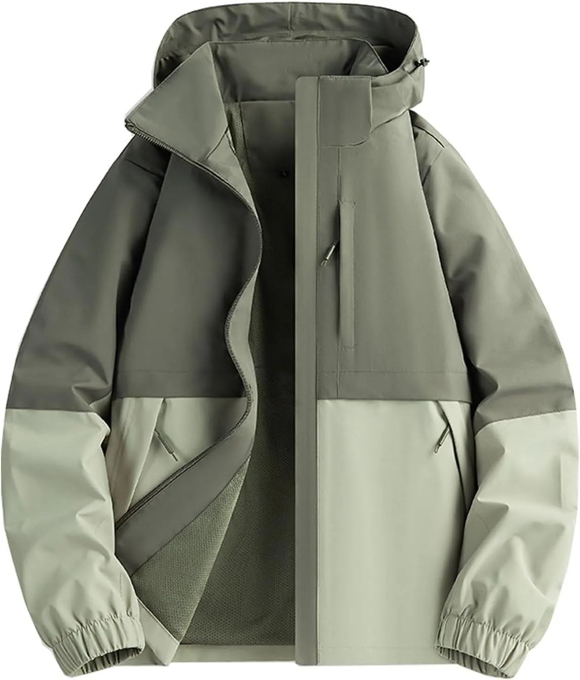 Waterproof Rain Jacket For Men Lightweight Patchwork Raincoat Hooded Hiking Jacket Oversized Softshell Windbreaker