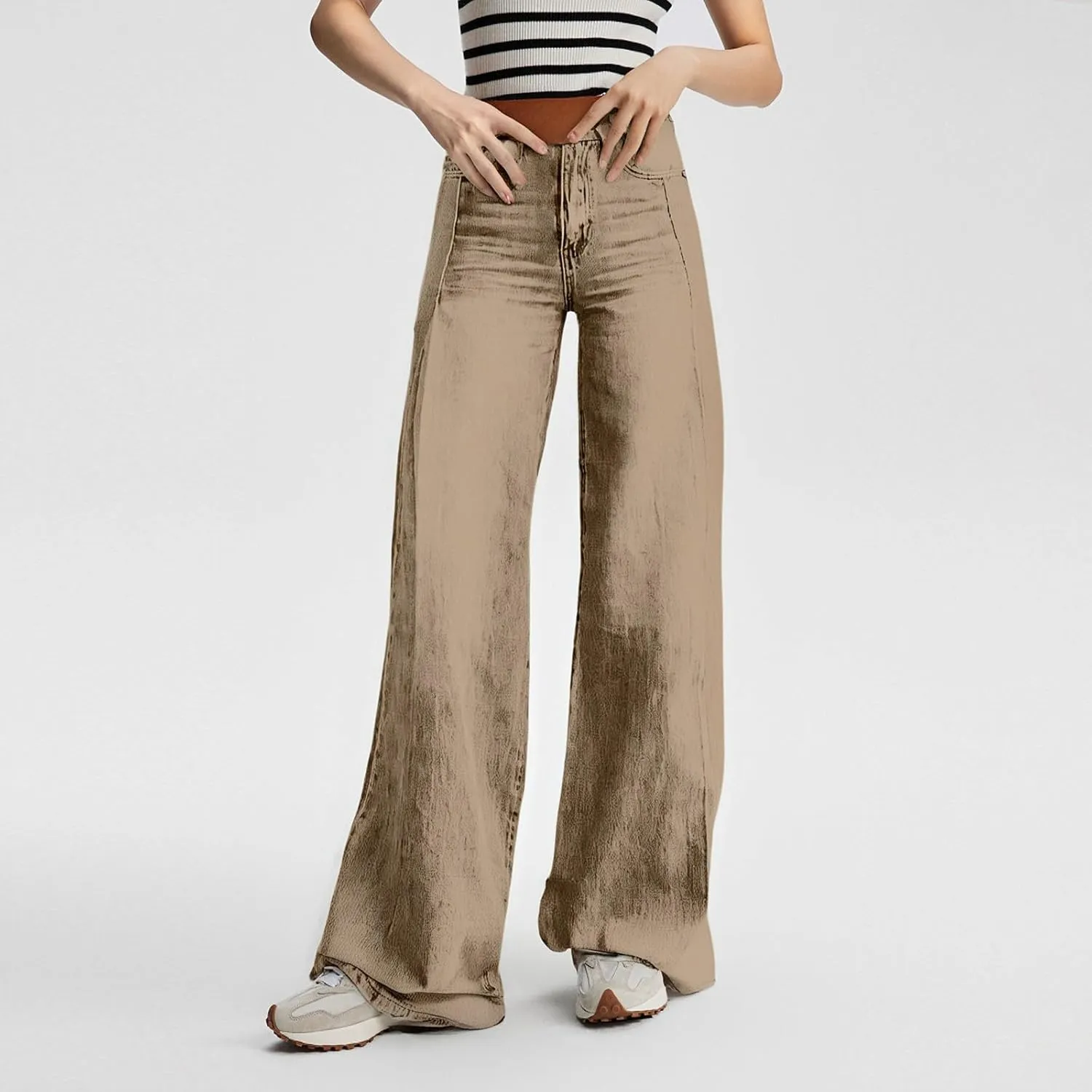 Wide Leg Jeans for Women 2025 Summer High Waisted Strechy Trendy Baggy Bootcut Y2K Street Denim Pants Plus Size