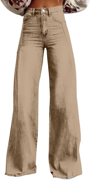 Wide Leg Jeans for Women 2025 Summer High Waisted Strechy Trendy Baggy Bootcut Y2K Street Denim Pants Plus Size