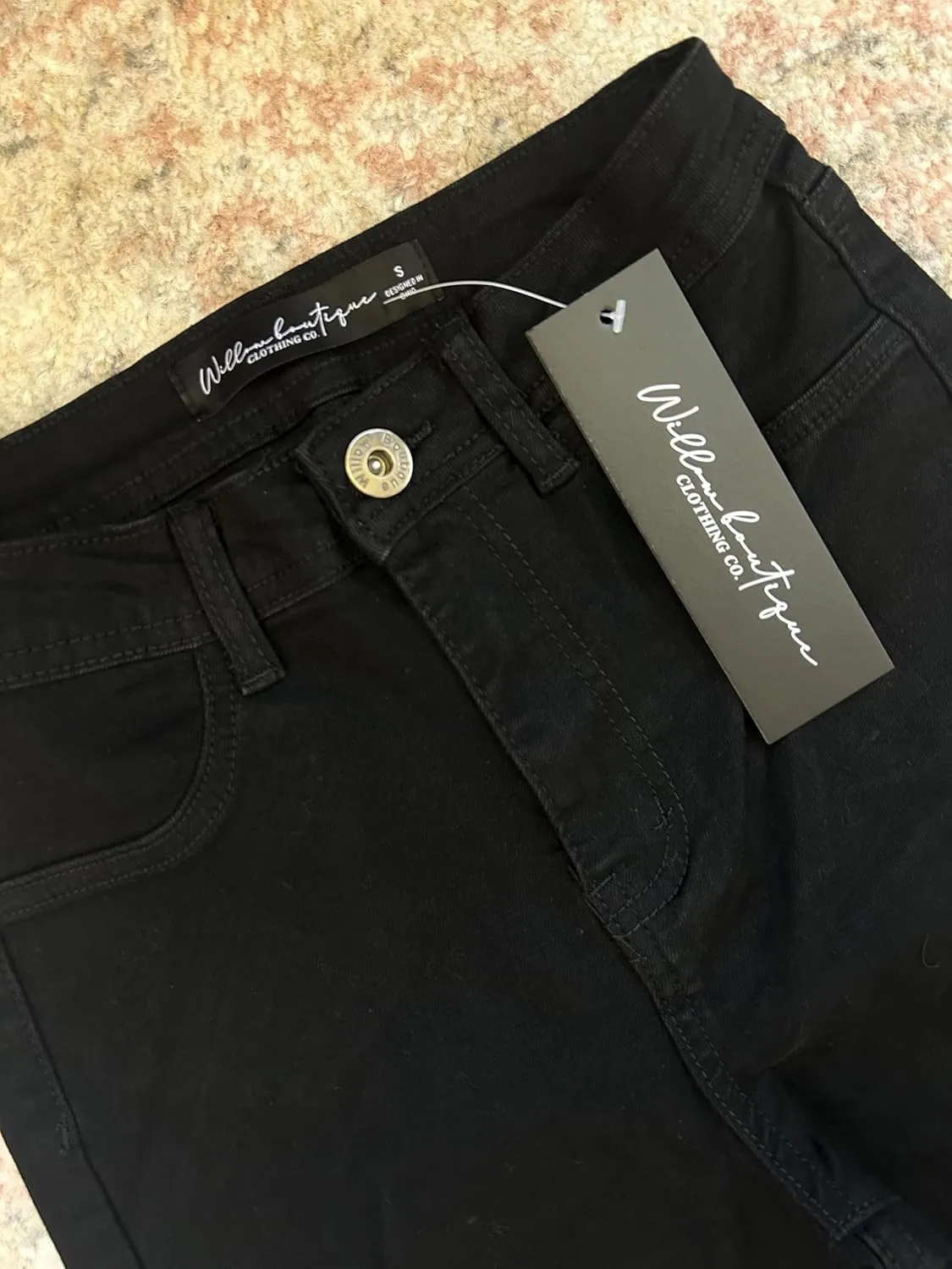 Willow Boutique Farrah Distressed Flare Jeans for Women – Trendy & Casual High Waisted Bell Bottom Pants for Women - Black