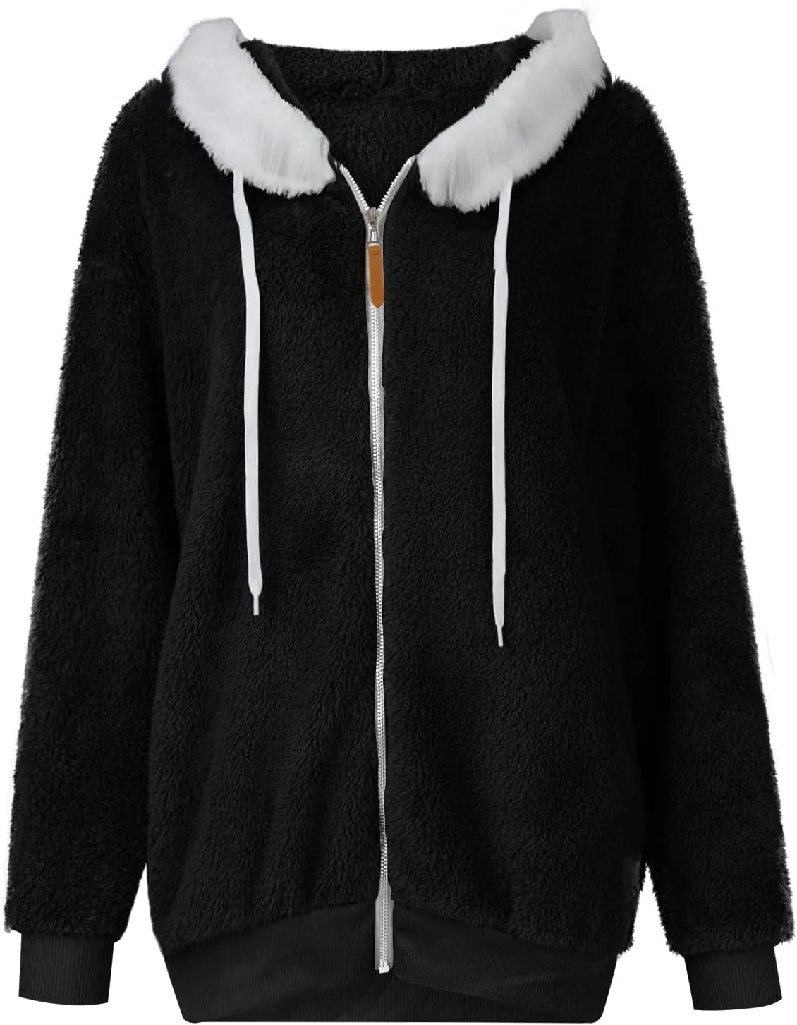 Winter Coat for Women Lightweight Fleece Plush Zipper Outerwear Hooded Sherpa Jacket Comfy Wool Coats with Pockets