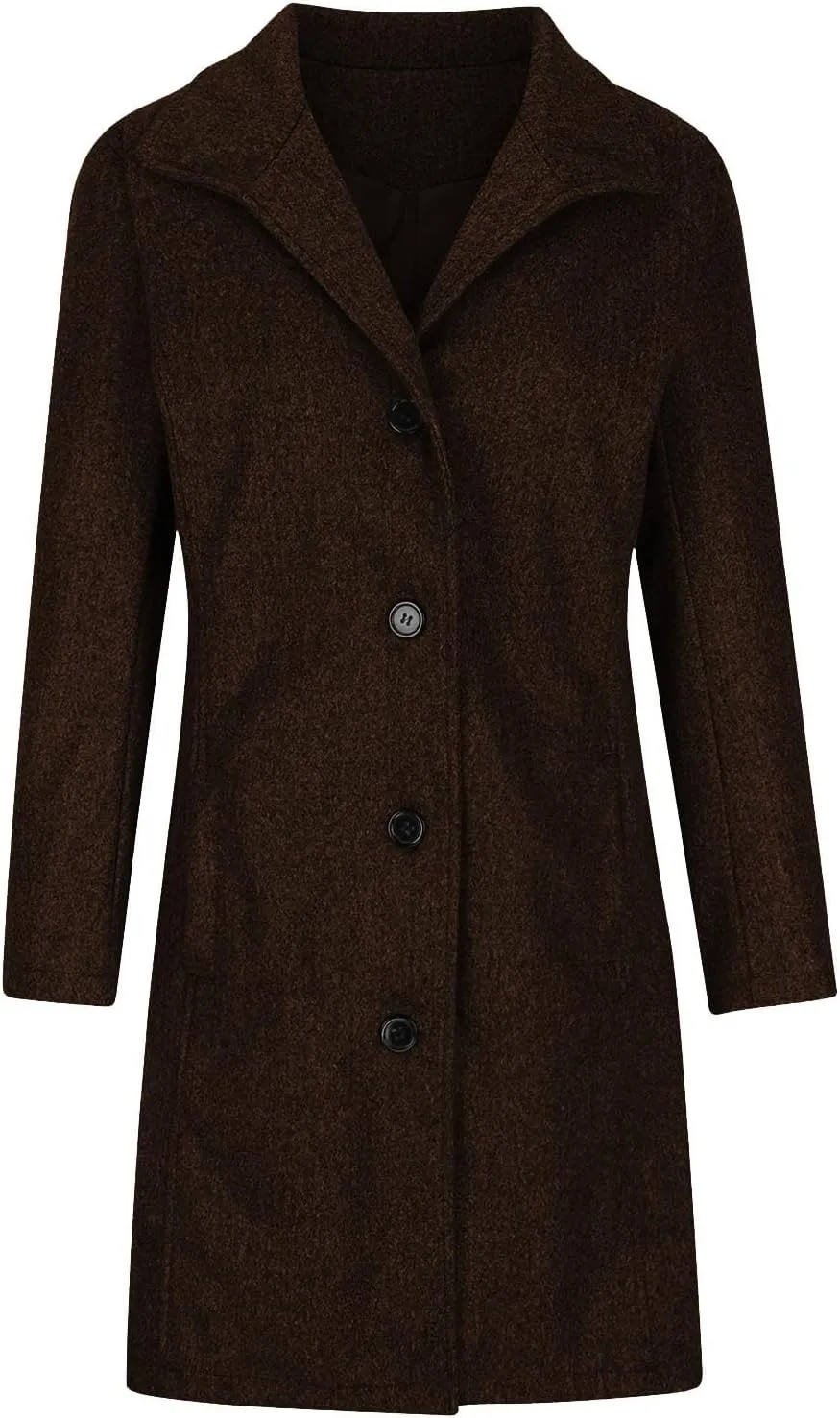 Winter Coats for Women Casual Thicken Wool Blend Stand Collar Single Breasted Pea Coat Long Wool Trench Coat Jackets