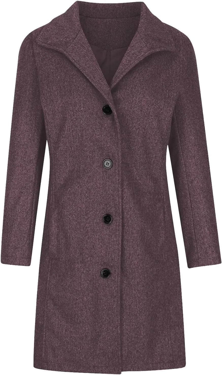 Winter Coats for Women Casual Thicken Wool Blend Stand Collar Single Breasted Pea Coat Long Wool Trench Coat Jackets