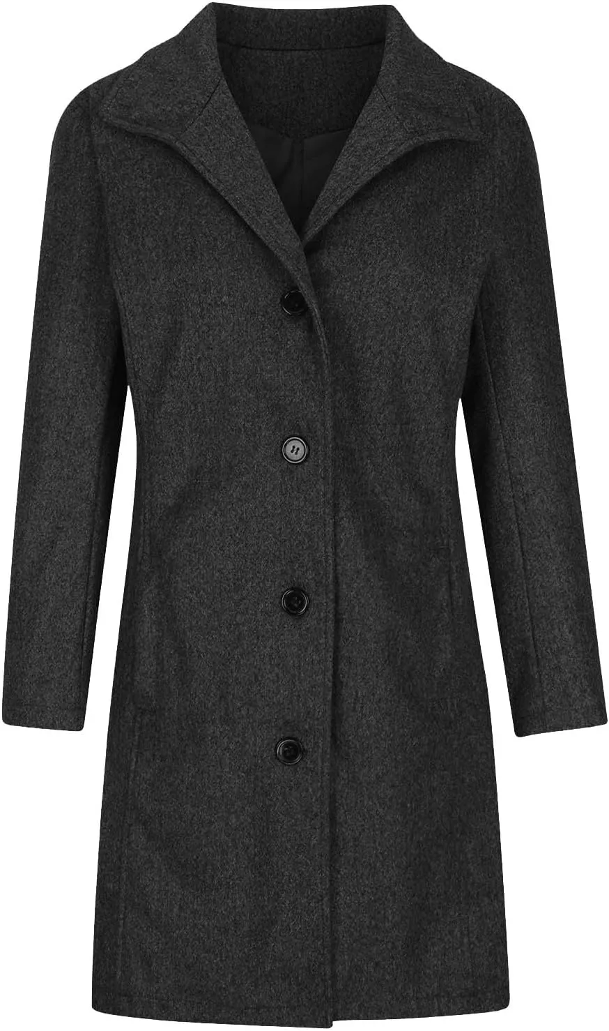 Winter Coats for Women Casual Thicken Wool Blend Stand Collar Single Breasted Pea Coat Long Wool Trench Coat Jackets