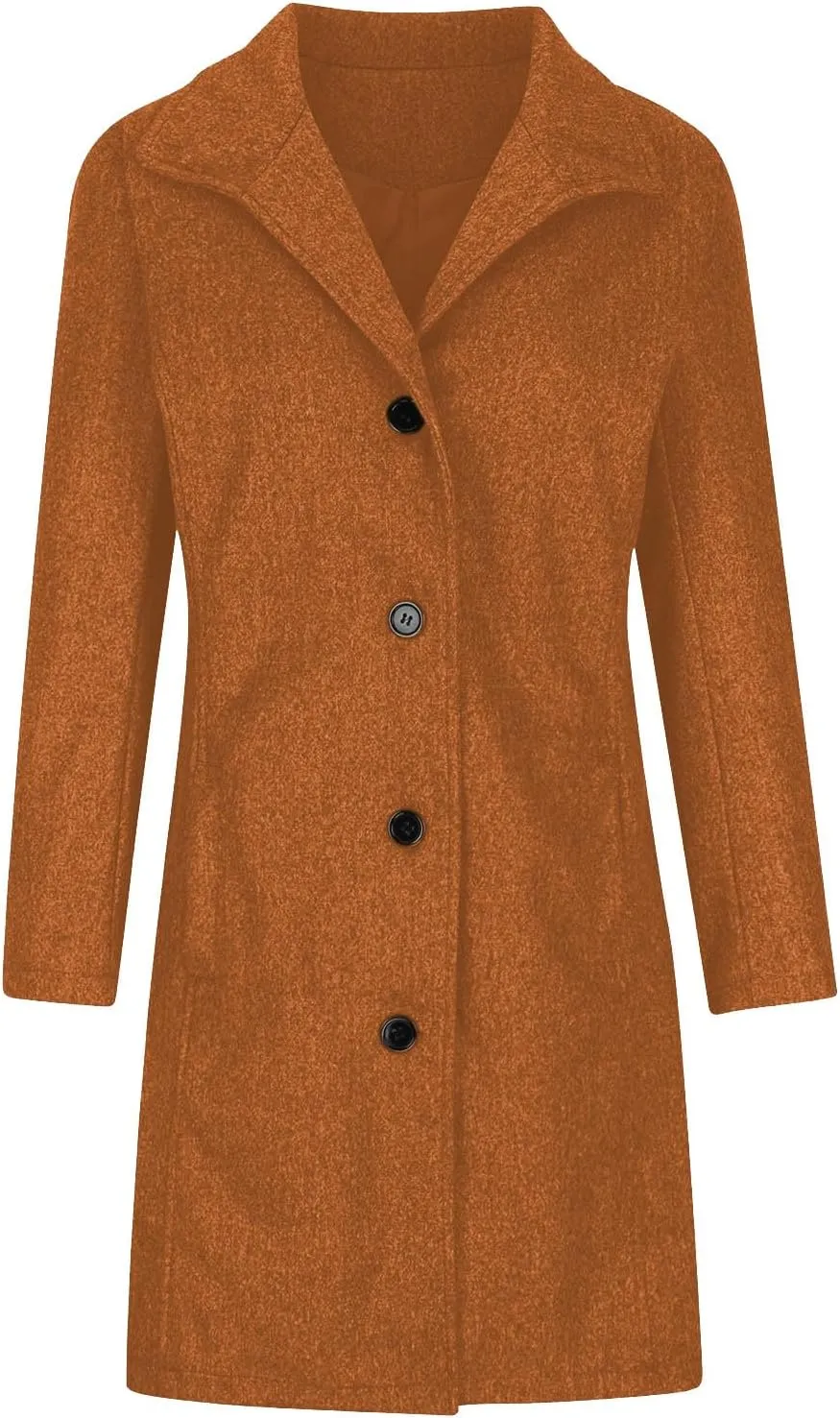 Winter Coats for Women Casual Thicken Wool Blend Stand Collar Single Breasted Pea Coat Long Wool Trench Coat Jackets