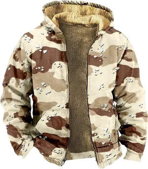 Winter Jackets for Men Fleece Sherpa Lined Warm Jacket Coat Heavyweight Sweatshirt Hoodie Zip Up Sweatshirt with Pockets