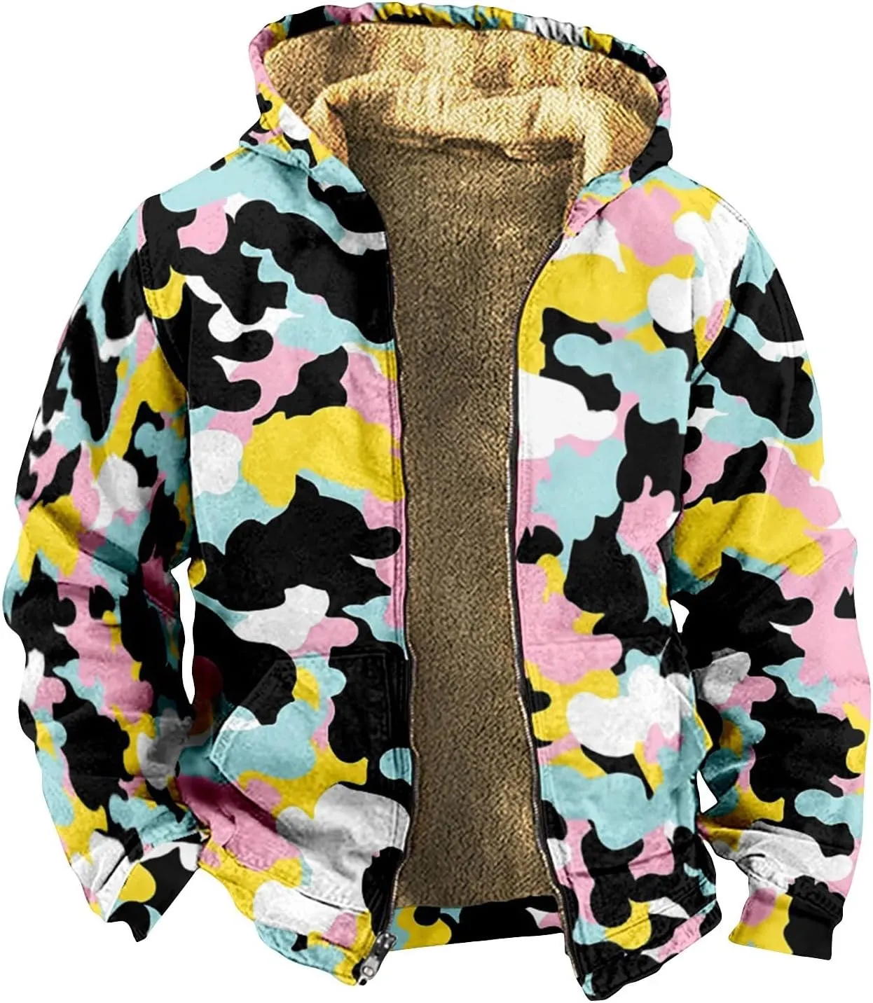 Winter Jackets for Men Fleece Sherpa Lined Warm Jacket Hoodie Heavyweight Sweatshirt Coat Zip Up Sweatshirt with Pockets