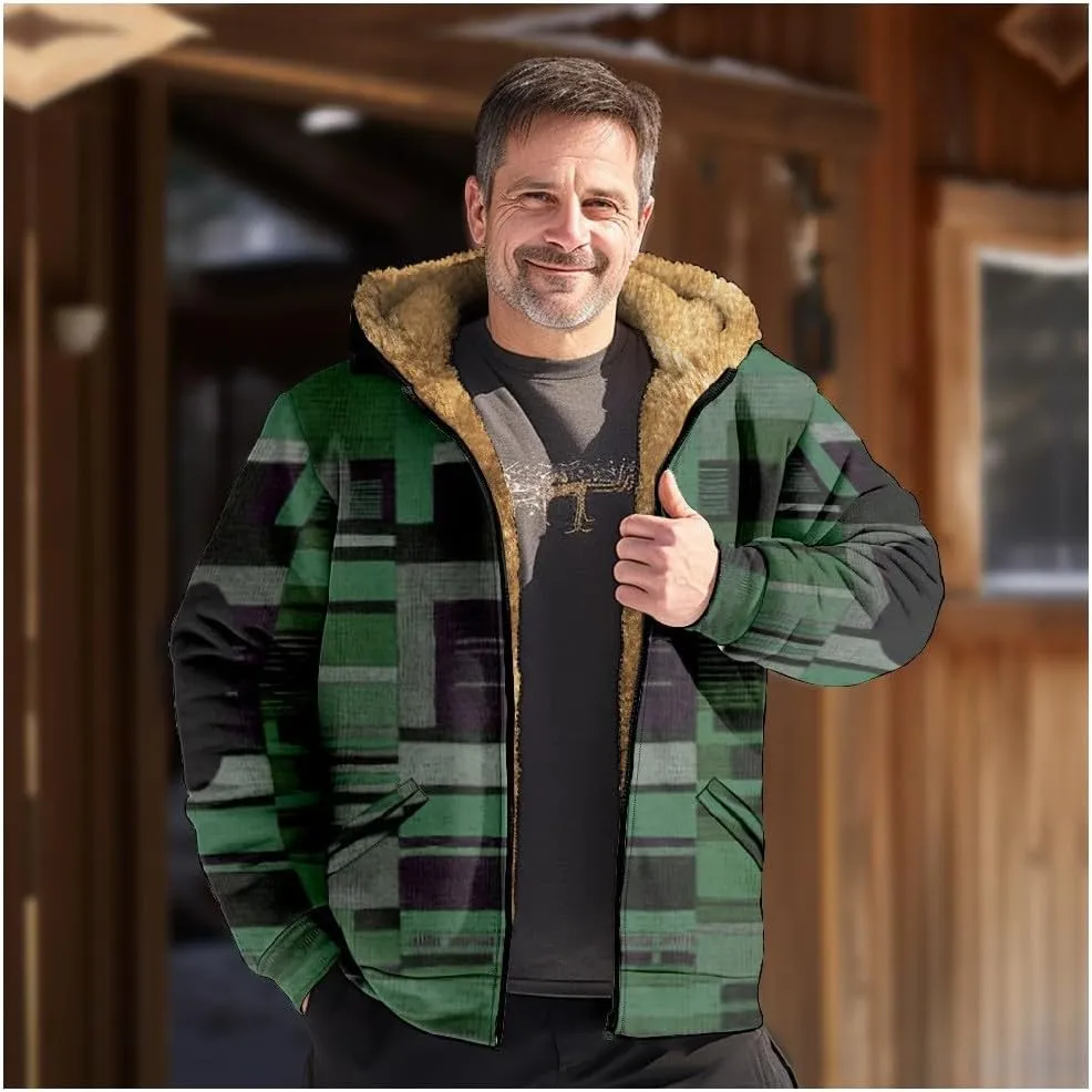 Winter Jackets for Men Heavyweight Sweatshirt Hoodie Coat Fleece Sherpa Lined Warm Jacket Zip Up Sweatshirt with Pockets