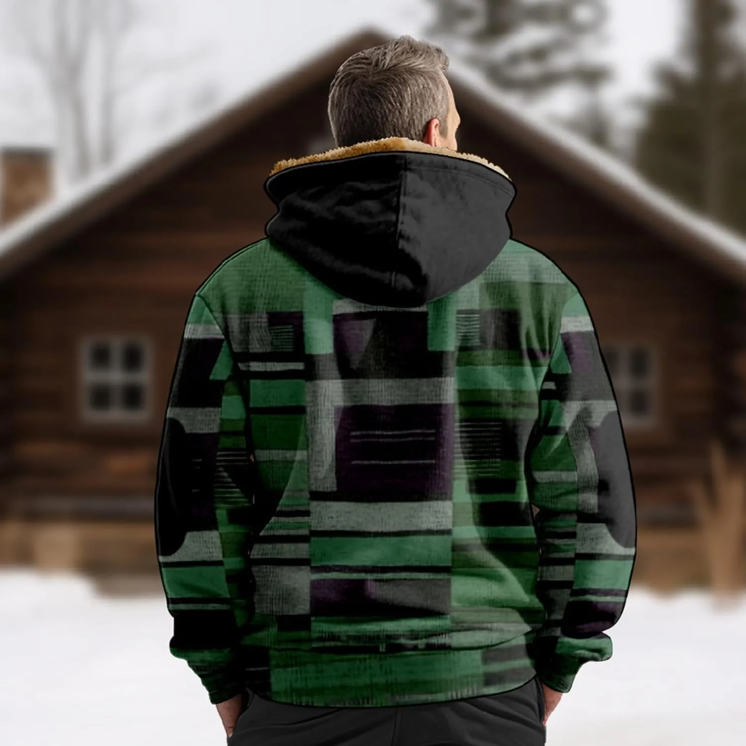Winter Jackets for Men Heavyweight Sweatshirt Hoodie Coat Fleece Sherpa Lined Warm Jacket Zip Up Sweatshirt with Pockets