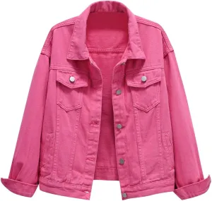 Women Autumn 3/4 Sleeve Retro Short Denim Jackets Light Blue Jean Coats Cropped Trucker Jean Jackets Coats 2024