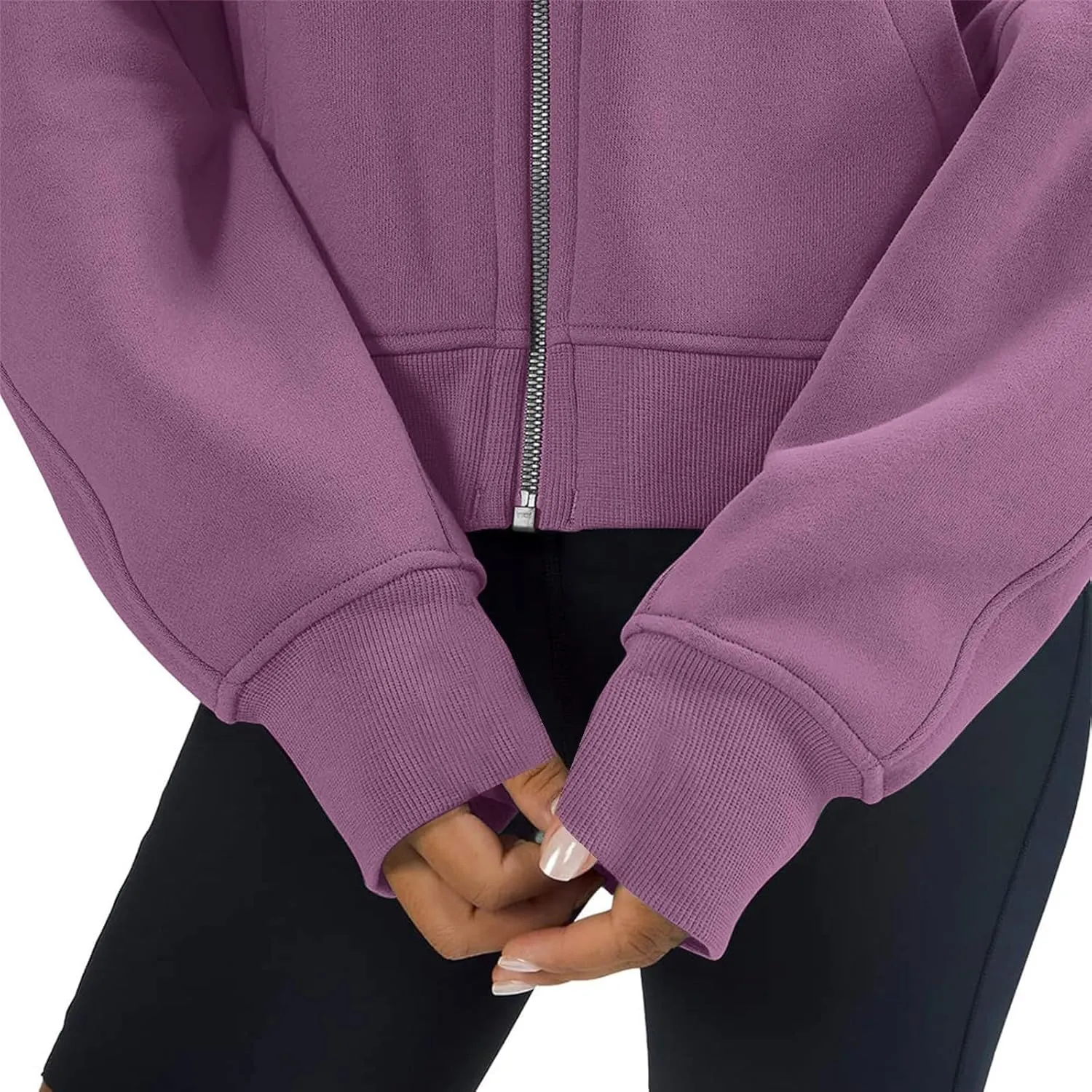 Women Cropped Sweatshirt Y2k Zip Up Hoodies Fleece Fashion Jacket Casual Lightweight Collared Blouse Long Sleeve Tops