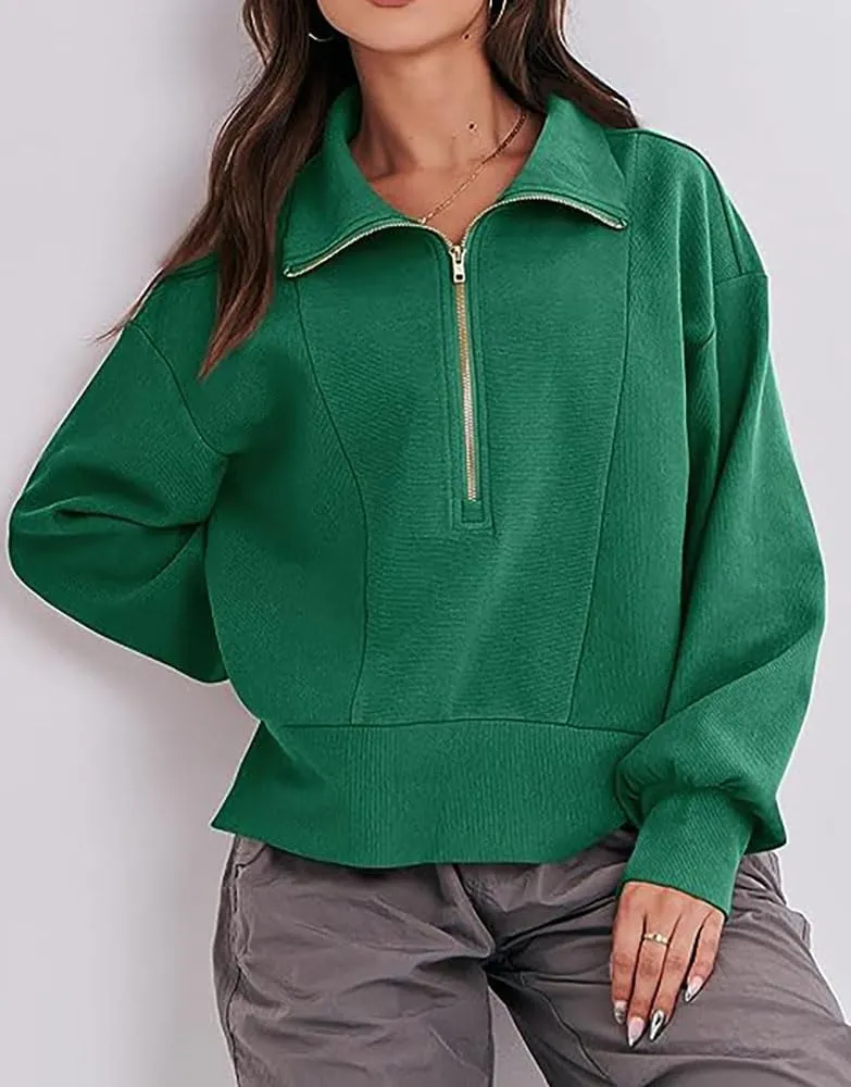 Women Hoodies Cropped Sweatshirt Zip Up Pullover Fall Casual Fleece Loose Fit