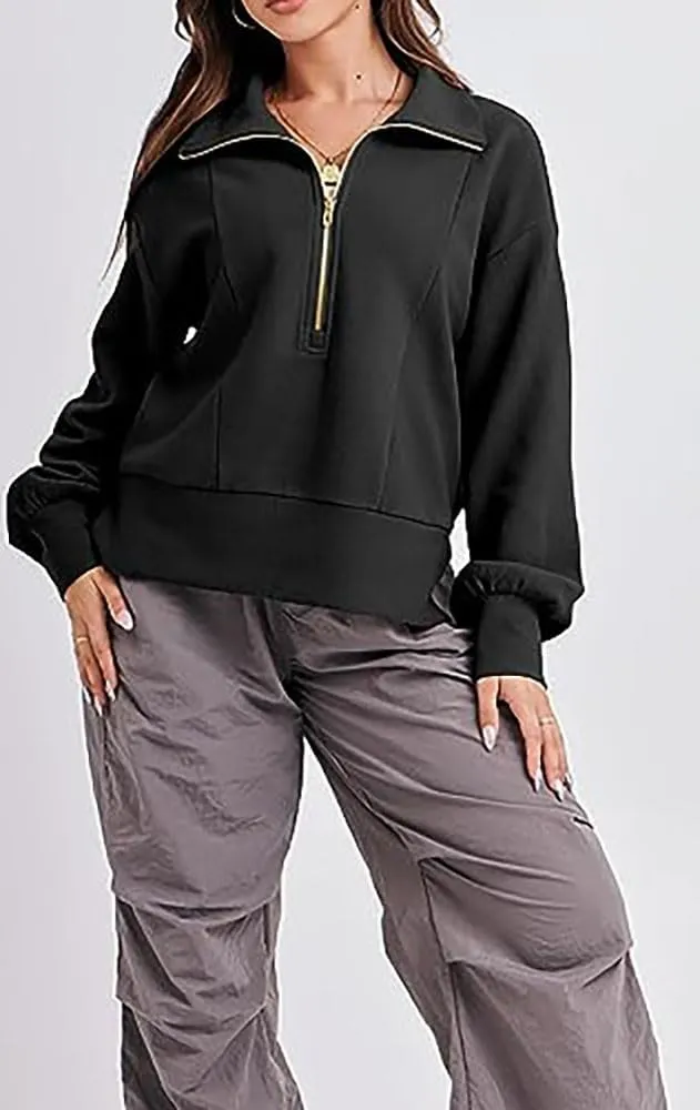 Women Hoodies Cropped Sweatshirt Zip Up Pullover Fall Casual Fleece Loose Fit