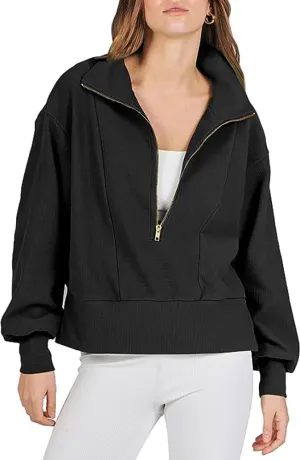 Women Hoodies Cropped Sweatshirt Zip Up Pullover Fall Casual Fleece Loose Fit
