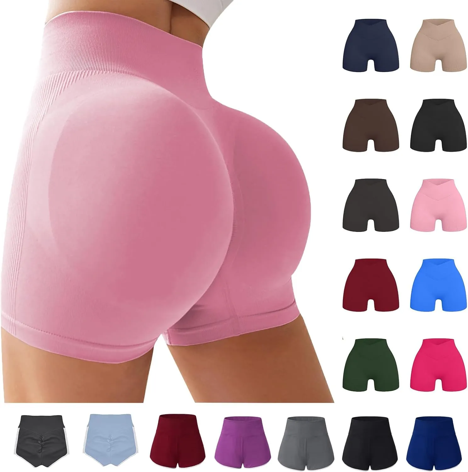 Women Workout Impact Shorts Casual High Waisted Workout Biker Shorts Gym Running Yoga Shorts Soft Stretch Short Pants