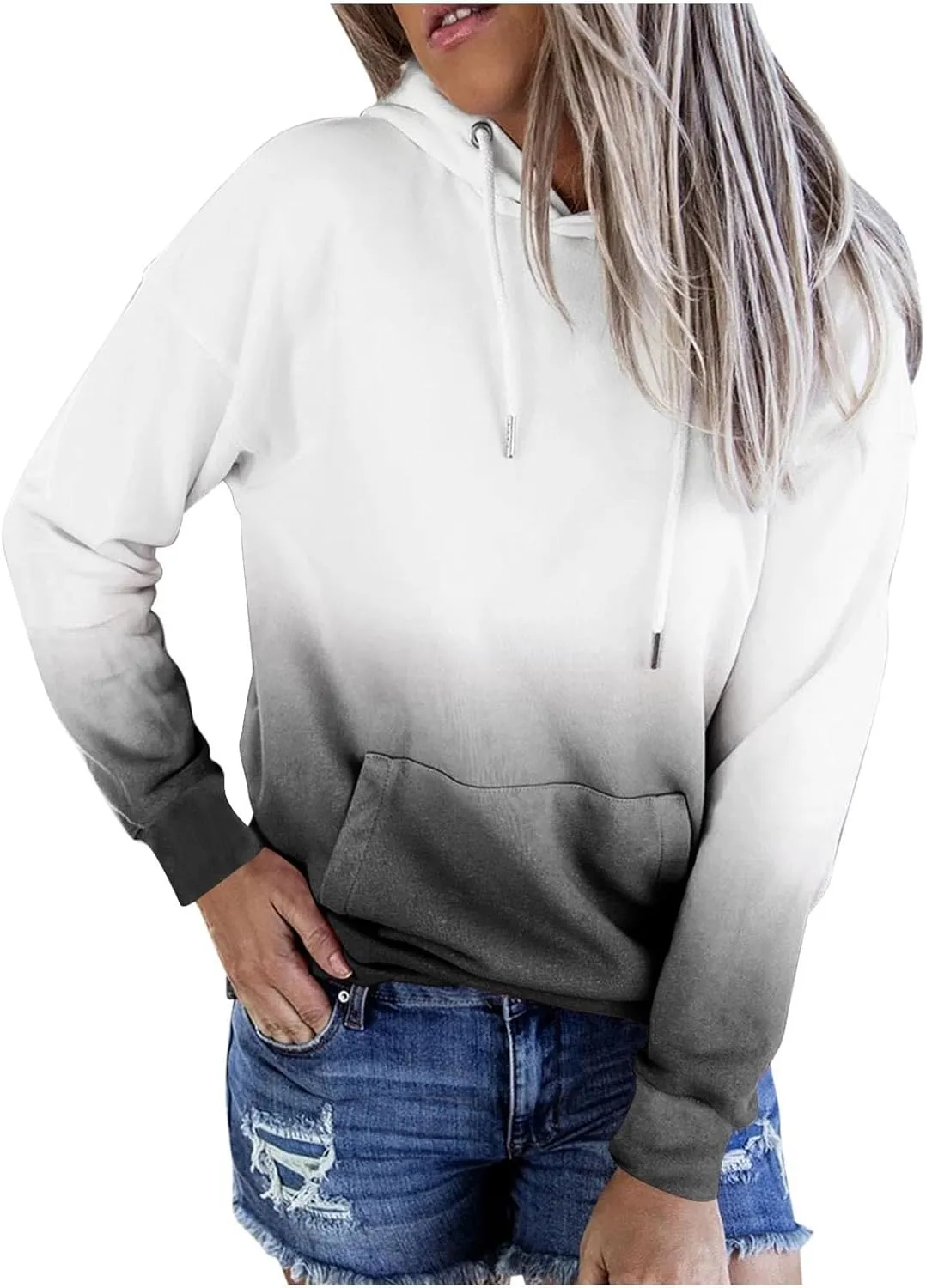 Women Y2k Hoodies Casual Sweatshirt Fashion Tie-Dye Oversized Pullover Long Sleeve Drawstring Tops Loose Fit Blouse