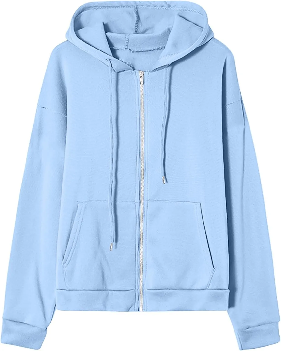 Women's 2024 Fall Zip Up Hoodies Sweatshirt Solid Color Long Sleeve Oversized Coat Casual Cozy Fall Winter Outfits
