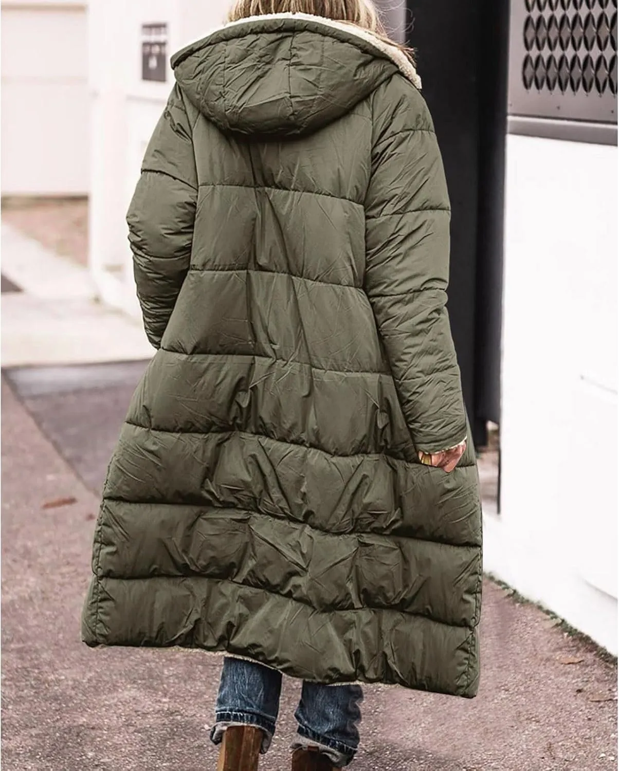 Women's 2024 Winter Fashion Shearling Fleece Long Coats Jackets Clothes Sherpa Padded Down Jackets Full Zip