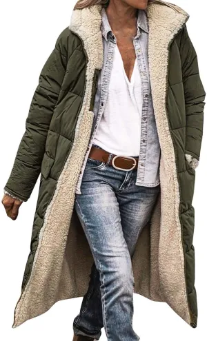 Women's 2024 Winter Fashion Shearling Fleece Long Coats Jackets Clothes Sherpa Padded Down Jackets Full Zip