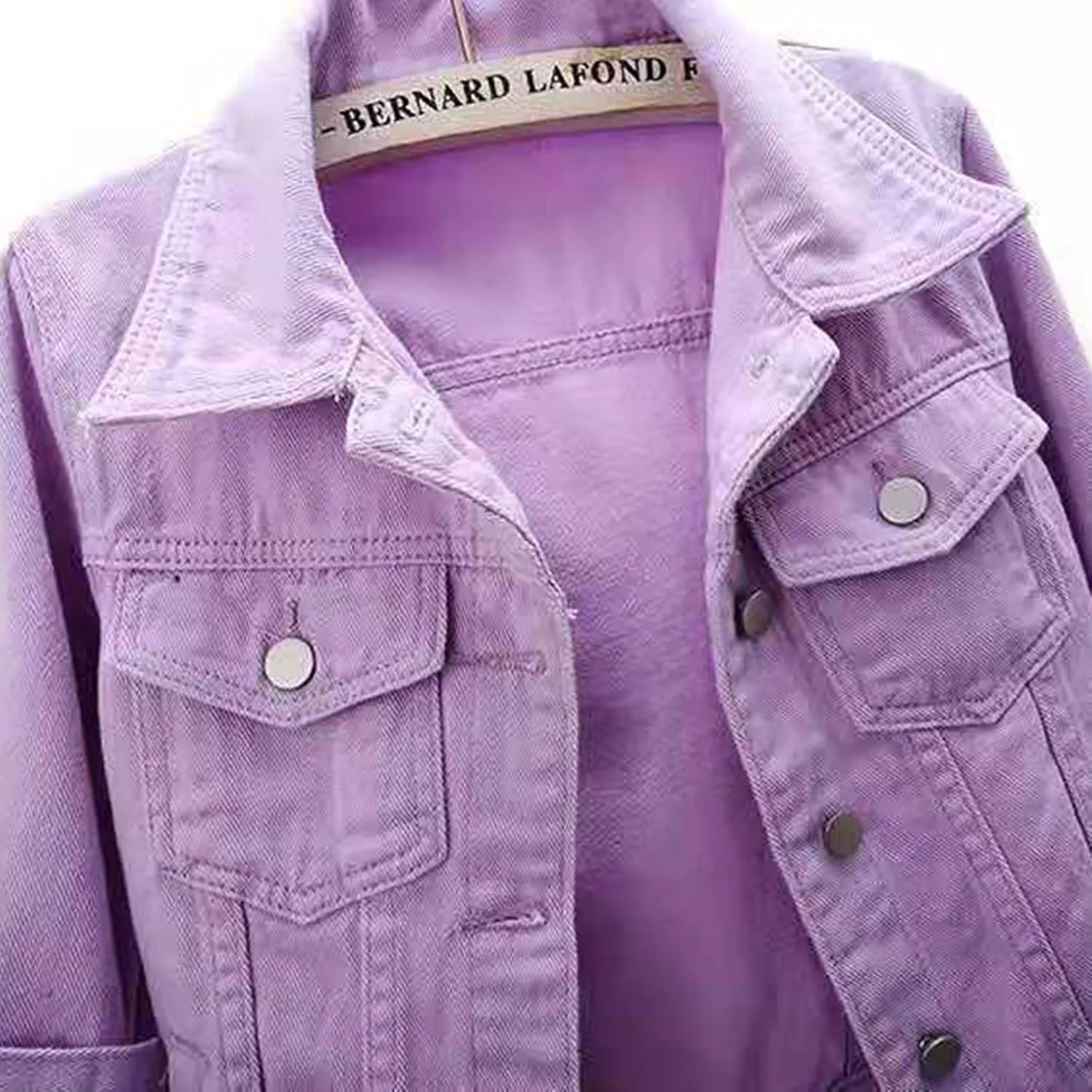 Womens 3/4 Sleeve Short Denim Jacket Cropped Lapel Button Down Trucker Jacket Casual Cute Jean Jackets Fall Coat