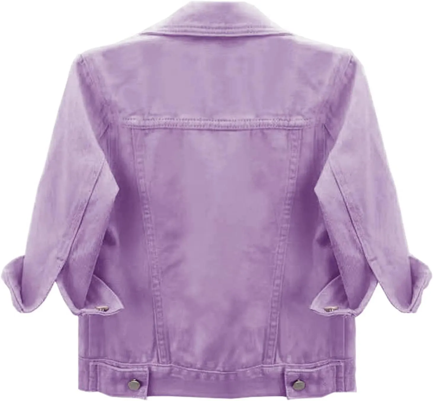 Womens 3/4 Sleeve Short Denim Jacket Cropped Lapel Button Down Trucker Jacket Casual Cute Jean Jackets Fall Coat