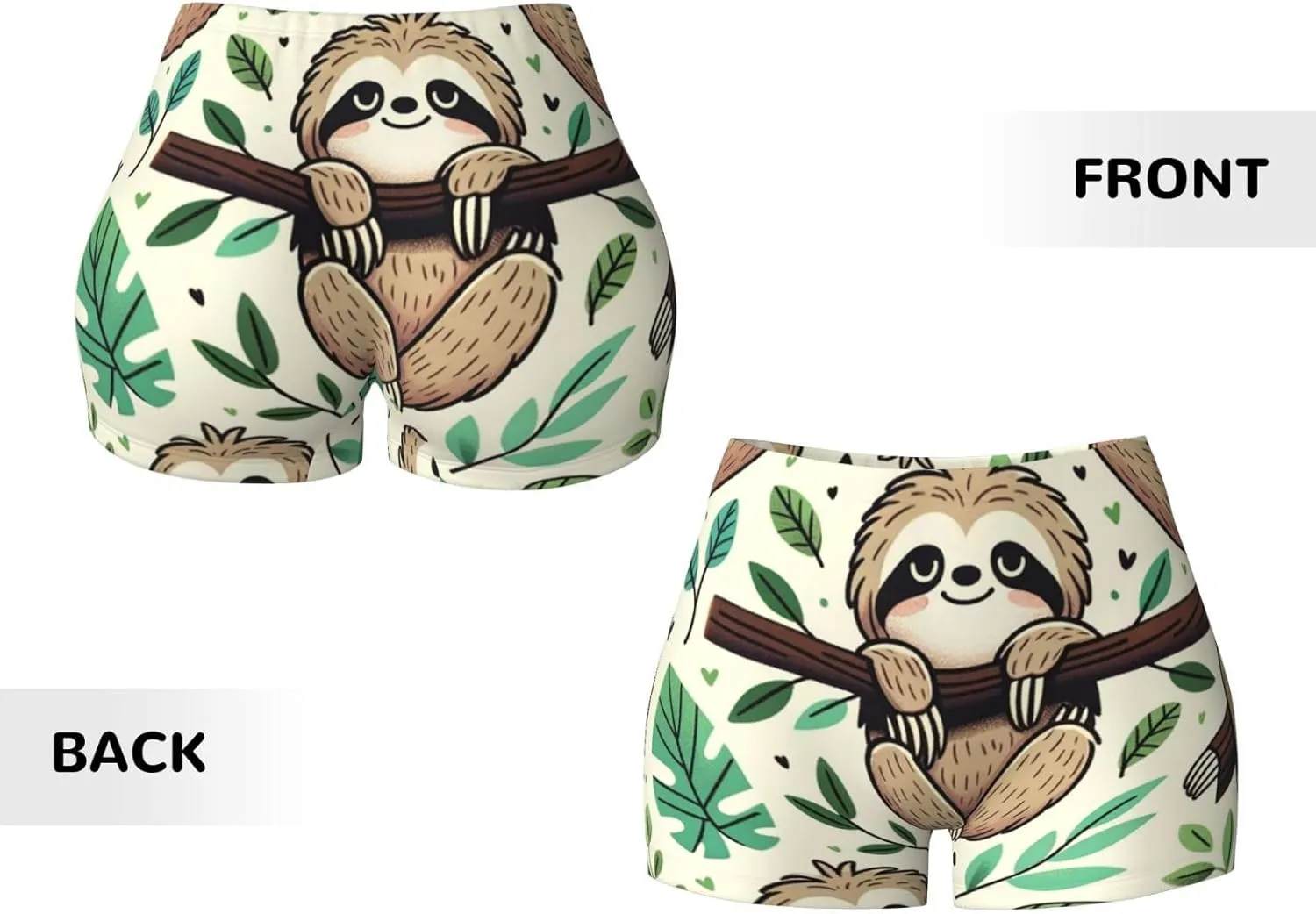 Women's Athletic Stretch Shorts Sloth-Family-Fun Running Shorts for Women