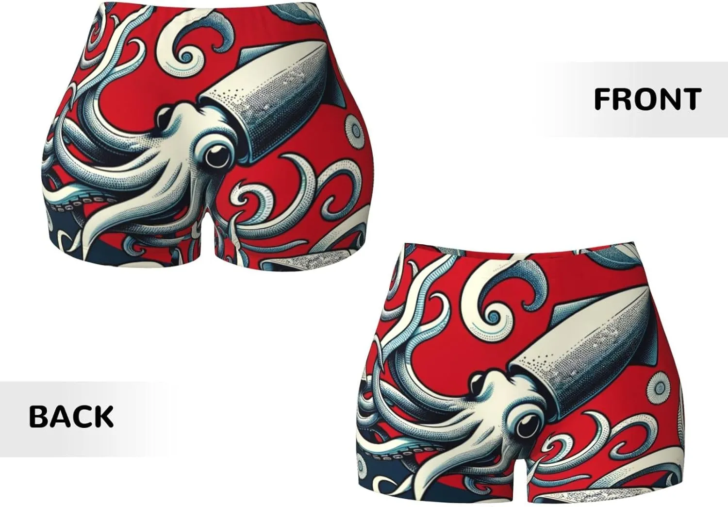 Women's Athletic Stretch Shorts Squid-Blessing-Japanese-Art Running Shorts for Women
