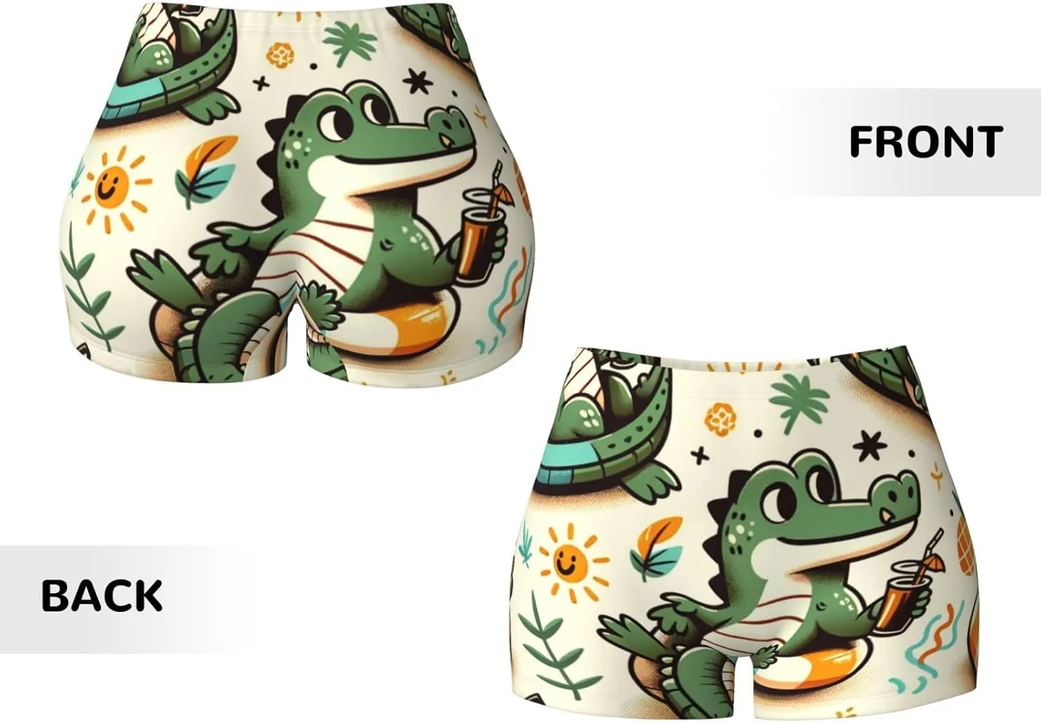 Women's Athletic Stretch Shorts Sunny-Gator-Beach Running Shorts for Women