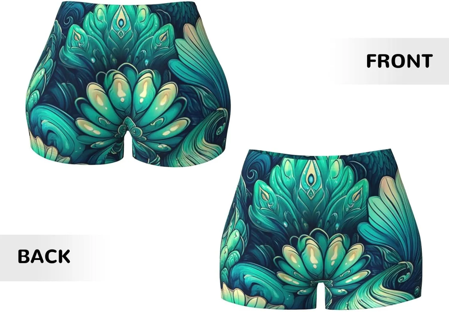Women's Athletic Stretch Shorts Teal-Mermaid-Scales Running Shorts for Women