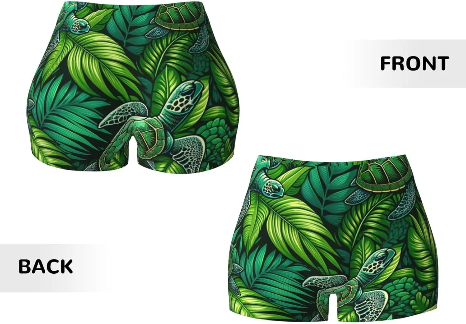 Women's Athletic Stretch Shorts Turtle-Tropicals-Leaves Running Shorts for Women