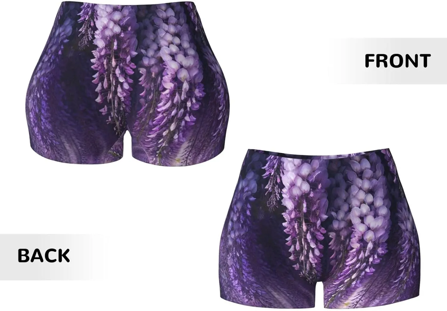 Women's Athletic Stretch Shorts Violet-Flowers-Wisteria Running Shorts for Women