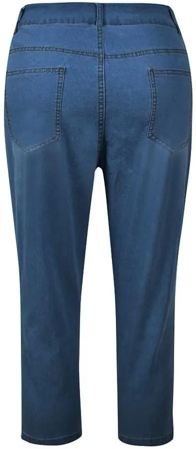 Womens Capri Jeans for Women High Waisted Skinny Ripped Jean Denim Pants Stretchy Cropped Distressed Jeans