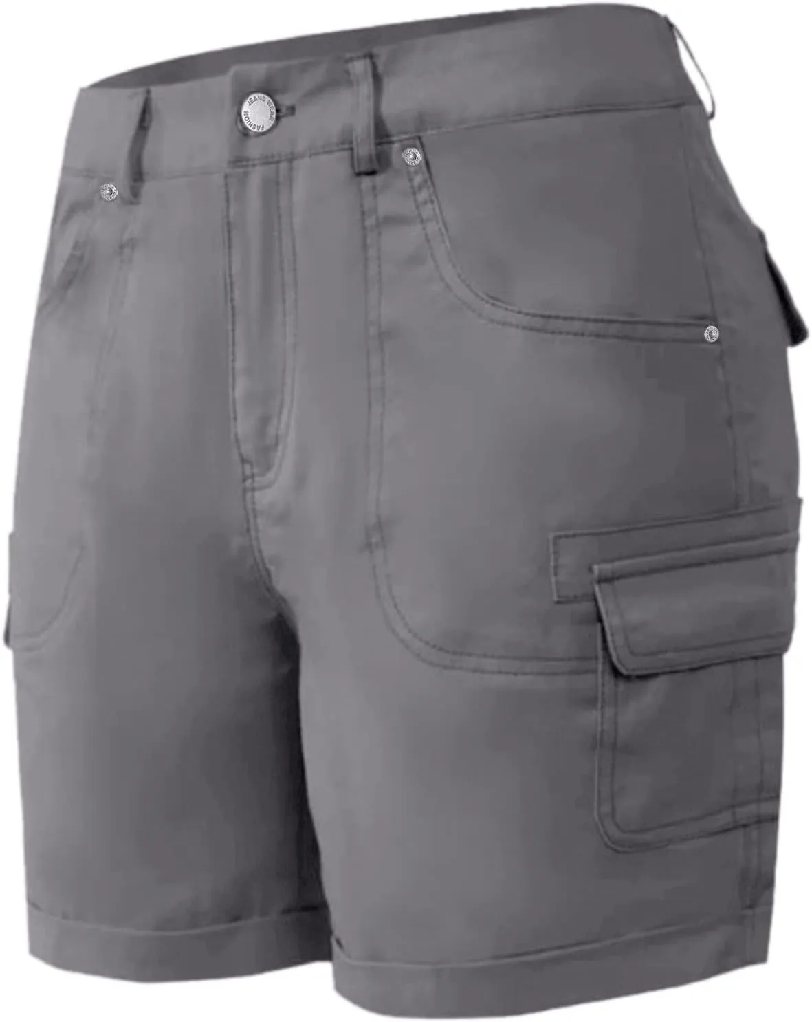 Women's Cargo Shorts Summer High Waisted Cuffed Front Seam Military Shorts Dressy Casual Hiking Short with Pockets