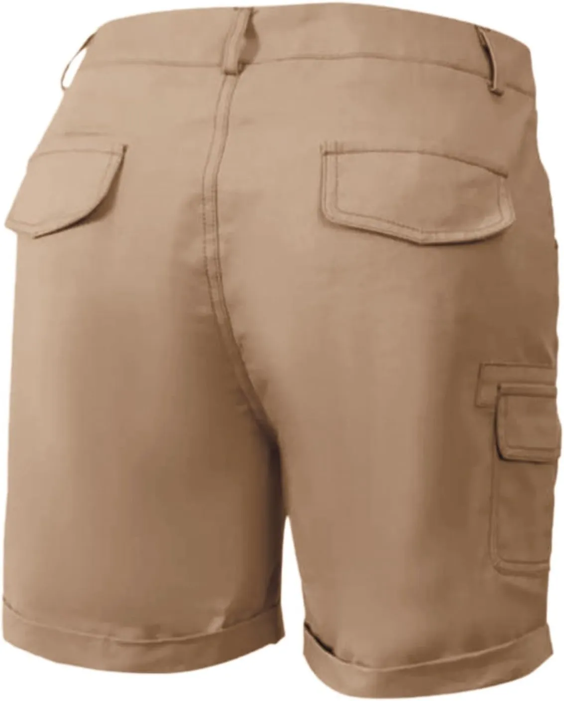 Women's Cargo Shorts Summer High Waisted Cuffed Front Seam Military Shorts Dressy Casual Hiking Short with Pockets