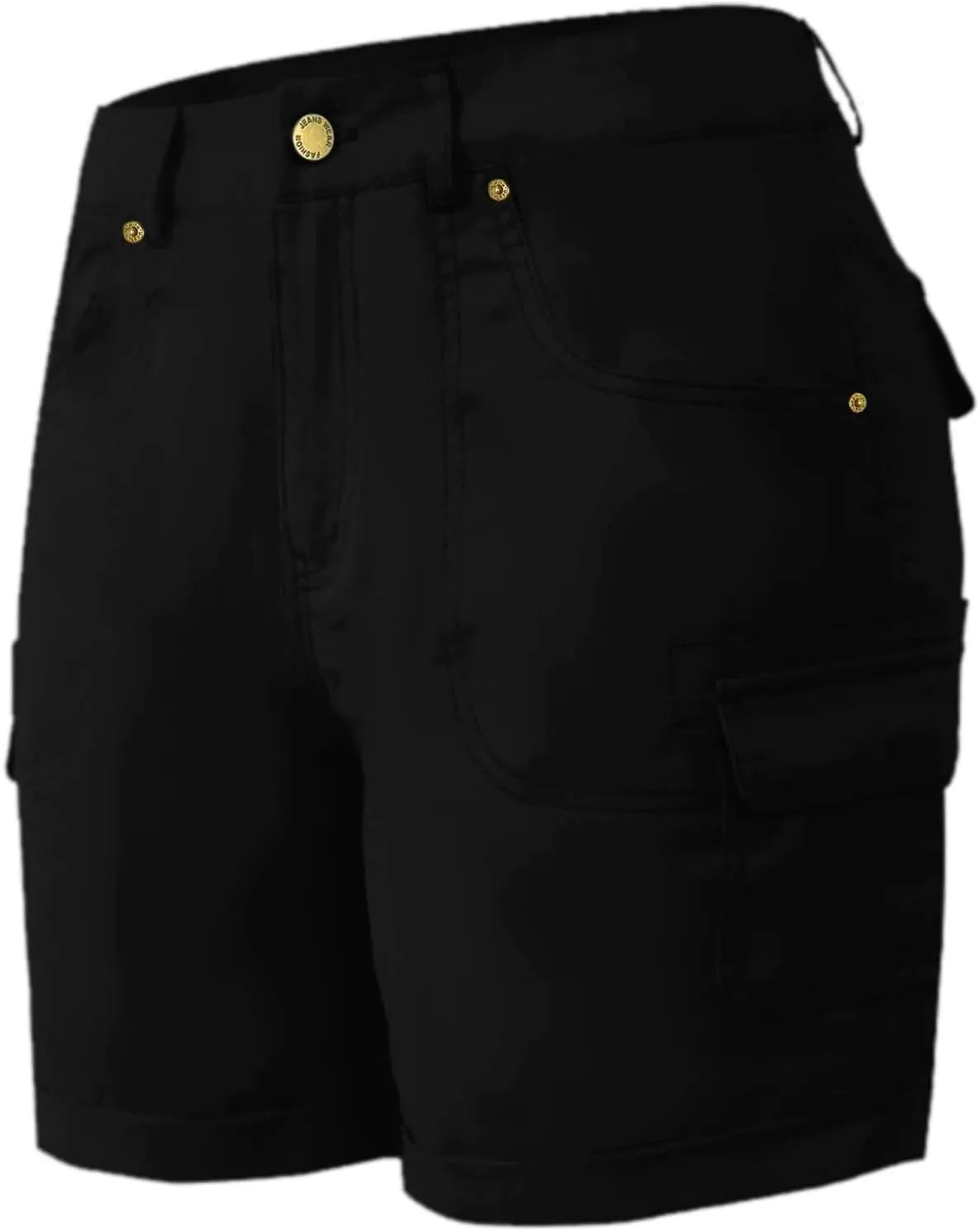 Women's Cargo Shorts Summer High Waisted Cuffed Front Seam Military Shorts Dressy Casual Hiking Short with Pockets