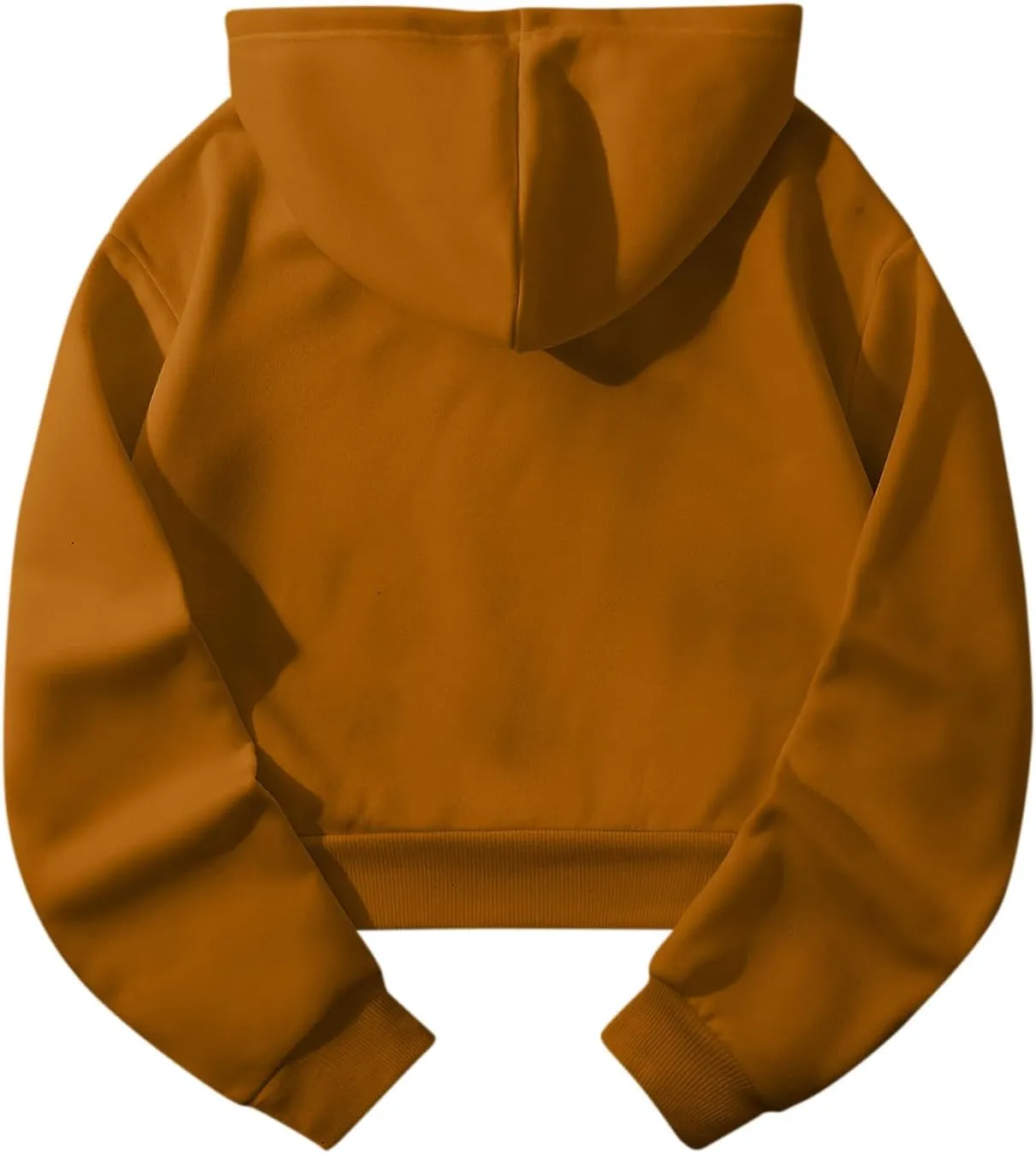 Womens Cropped Fashion Hoodies Long Sleeves Drawstring Sweatshirts 2024 Fall Fleece Solid Color Outfits Clothes