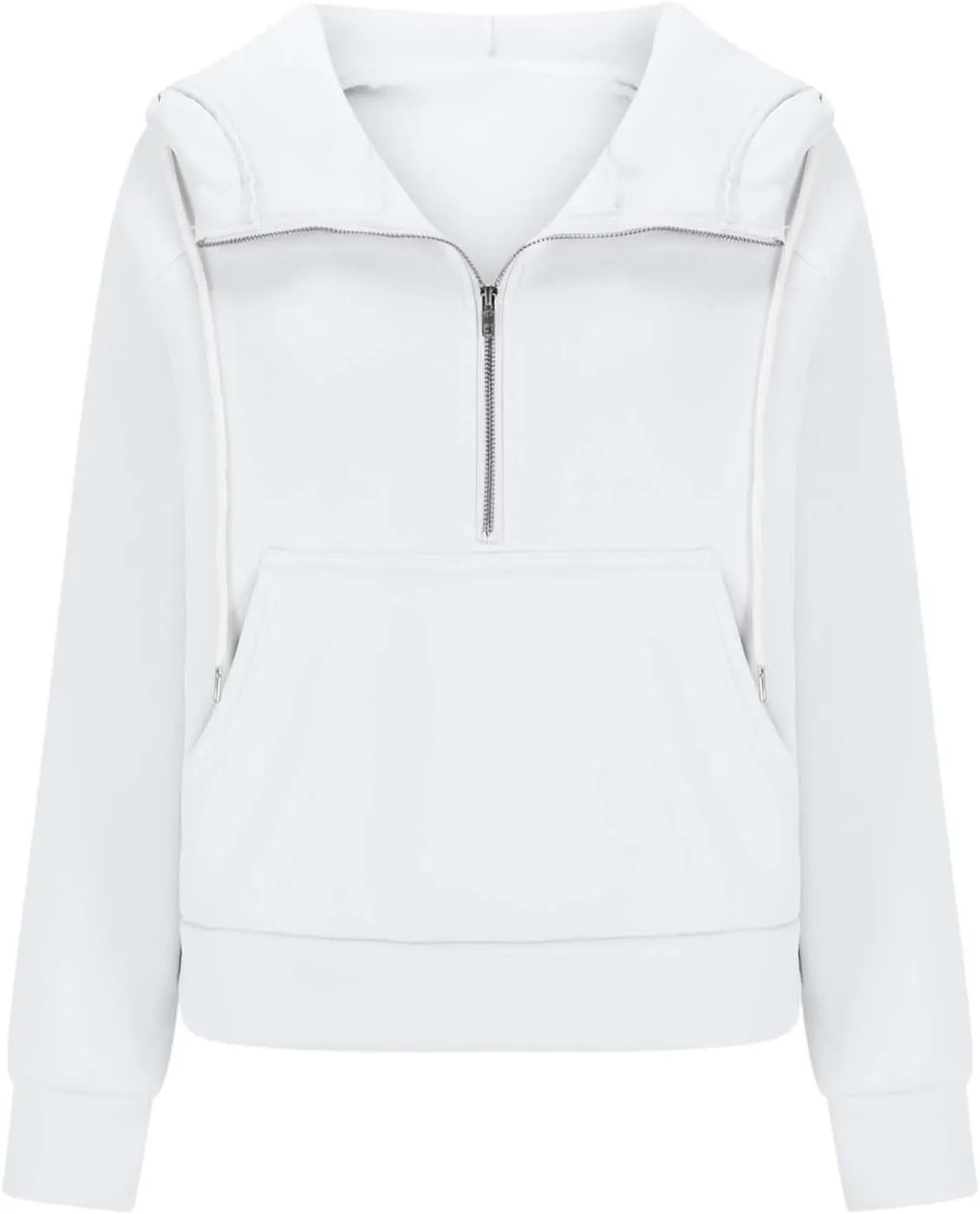 Womens Cropped Hoodies Half Zip Pullover Fall Fashion Quarter Zipper Fleece Sweatshirts 2024 Fall Outfits Thumb Hole