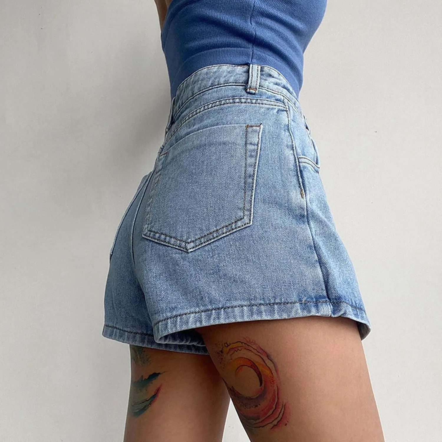 Women's Denim Skirt 2024 Summer Trendy A-Line Button Y2K Mini Casual Denim Skirt Cute Loose Vacation Jean Shorts for Women