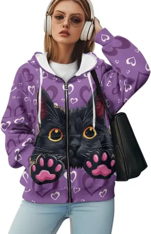 Women's Fashion Hoodies & Sweatshirts Long Sleeve Casual Zip Up Hooded Sweatshirt Jacket