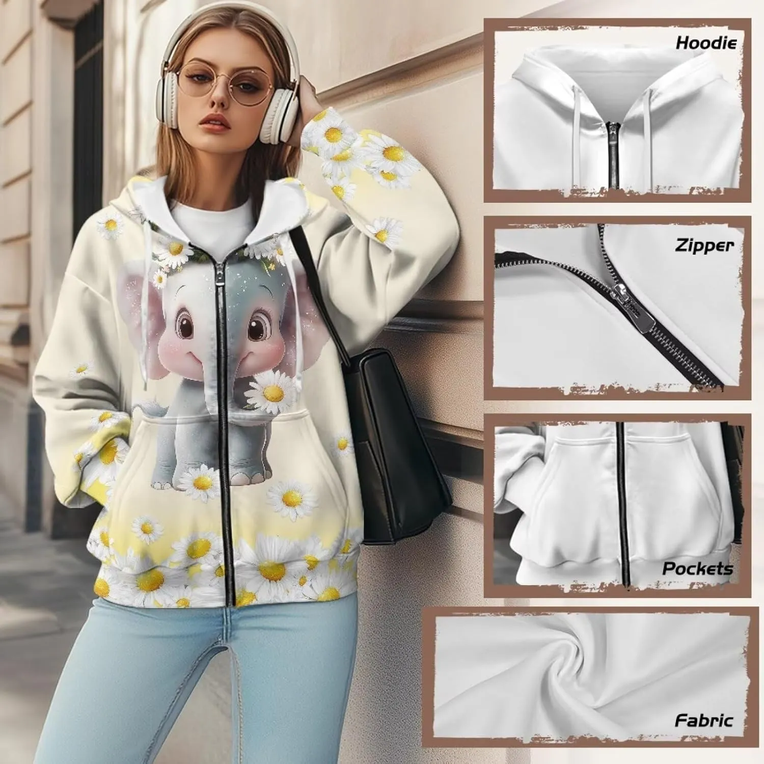 Women's Fashion Hoodies & Sweatshirts Long Sleeve Casual Zip Up Hooded Sweatshirt Jacket