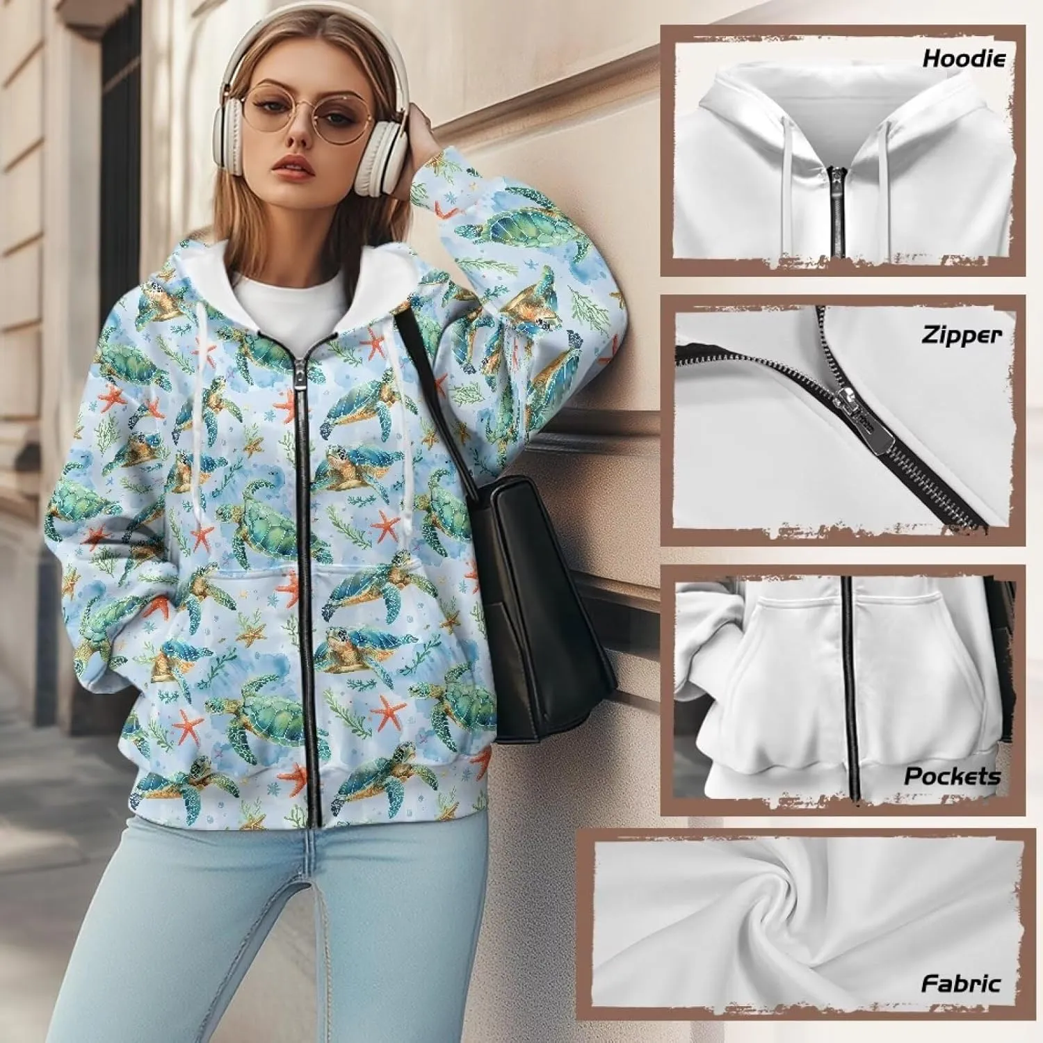 Women's Fashion Hoodies & Sweatshirts Long Sleeve Casual Zip Up Hooded Sweatshirt Jacket