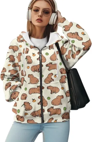 Women's Fashion Hoodies & Sweatshirts Long Sleeve Casual Zip Up Hooded Sweatshirt Jacket