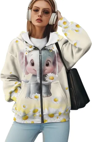 Women's Fashion Hoodies & Sweatshirts Long Sleeve Casual Zip Up Hooded Sweatshirt Jacket