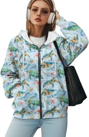 Women's Fashion Hoodies & Sweatshirts Long Sleeve Casual Zip Up Hooded Sweatshirt Jacket