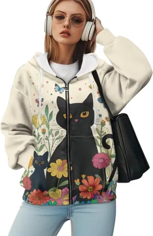 Women's Fashion Hoodies & Sweatshirts Long Sleeve Casual Zip Up Hooded Sweatshirt Jacket