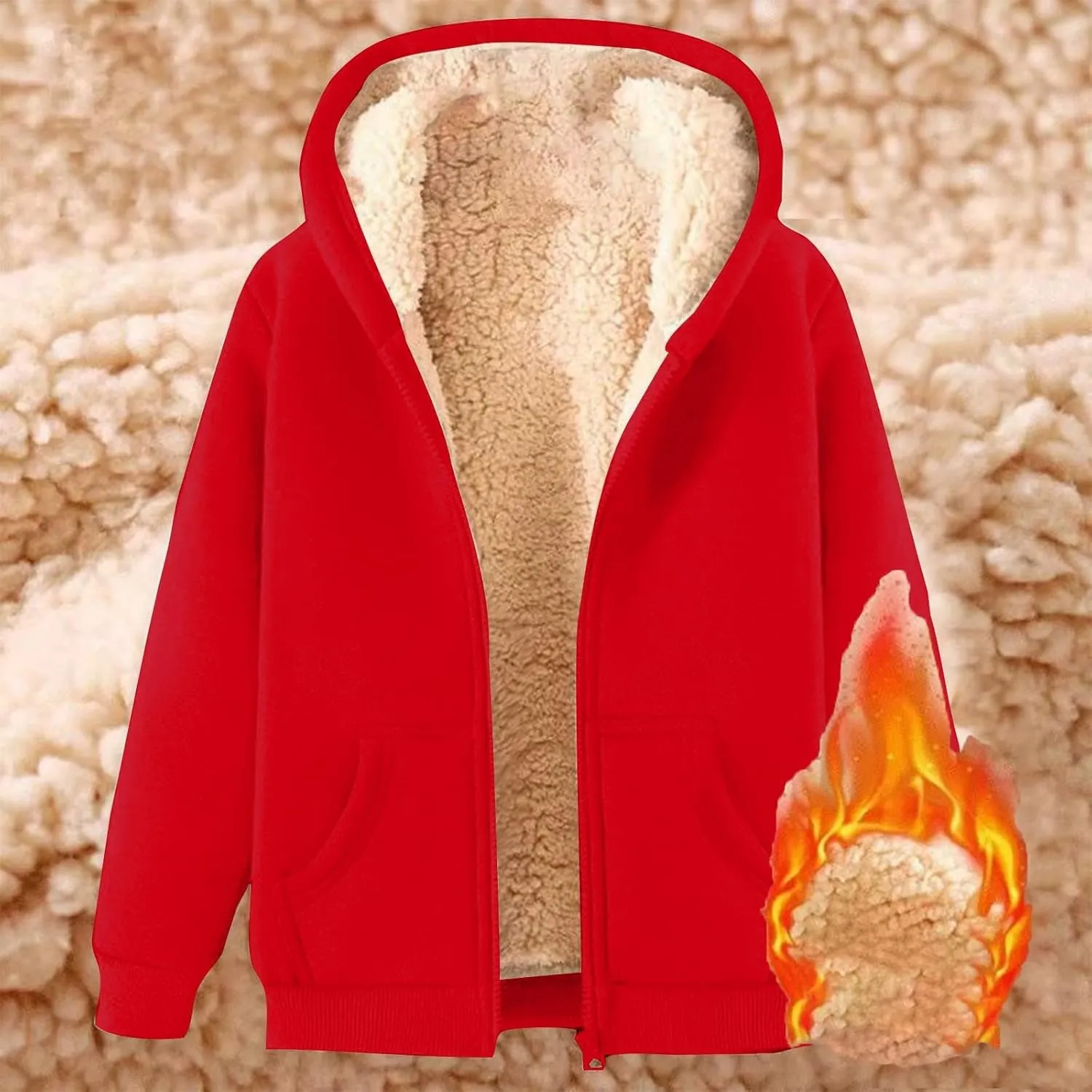 Women's Fleece Hoodie Zip Up Sherpa Lined Warm Winter Hooded Sweatshirt for Women with Pocket Fleece Jacket Women